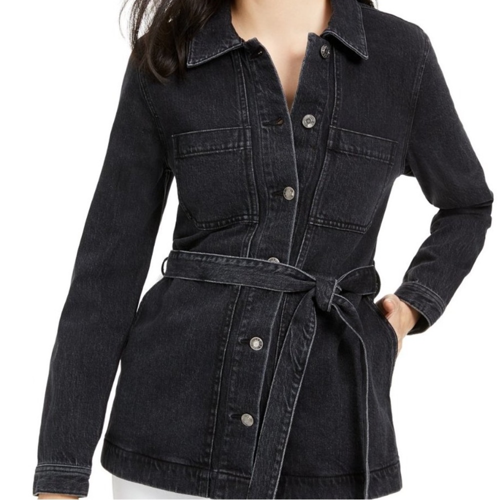OAT Black Denim Belted Jacket
